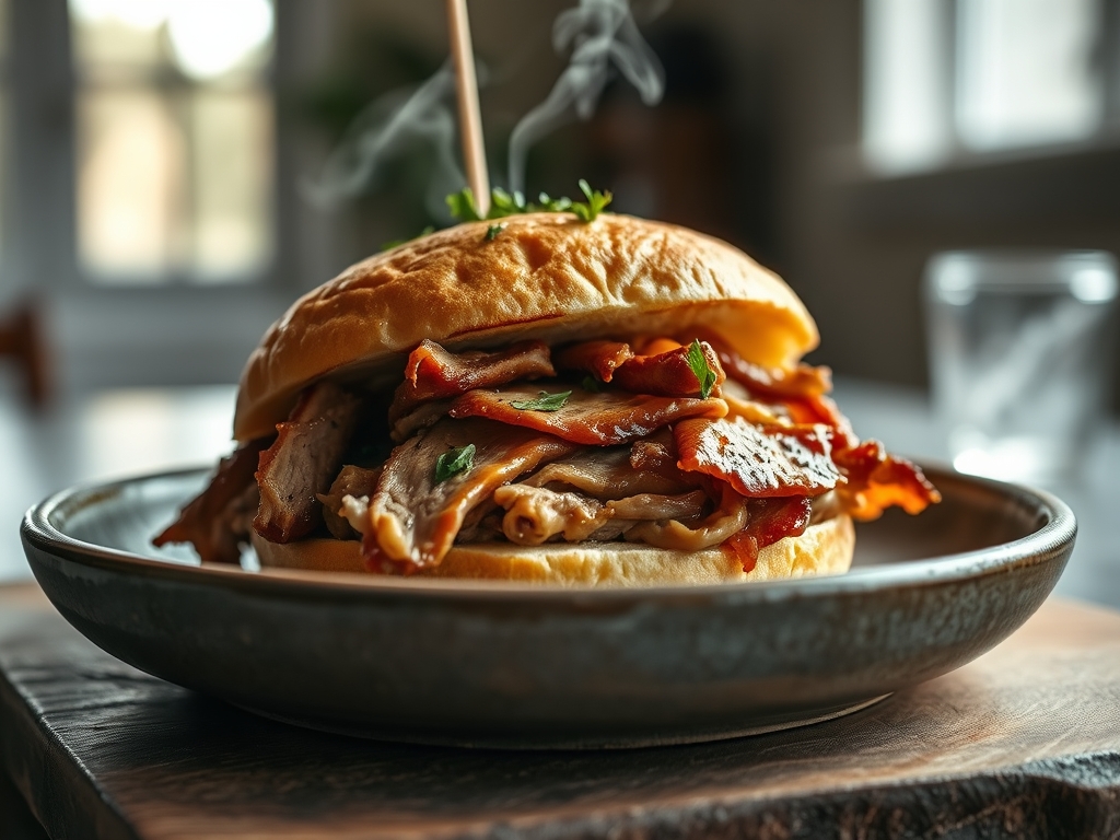 Pulled Pork Sandwich eckig